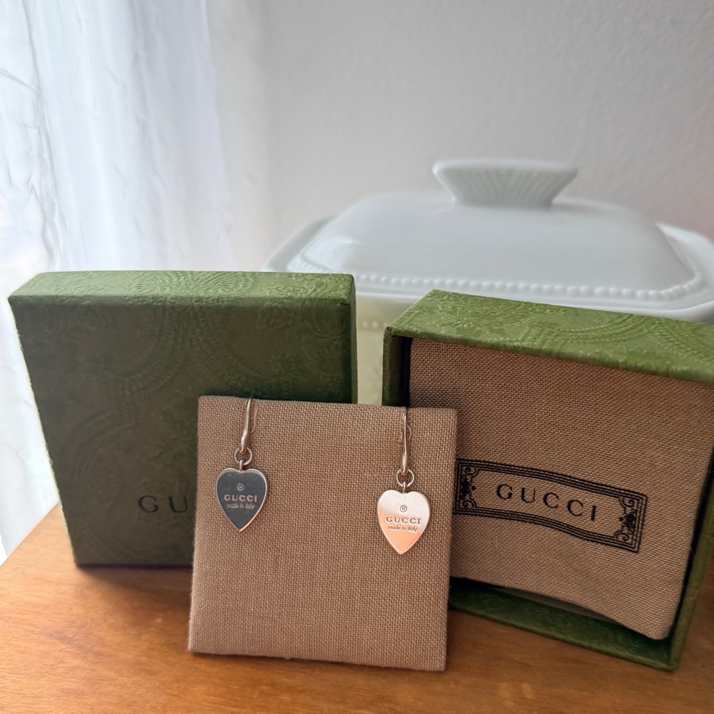 Authentic Gucci dangling heart earrings